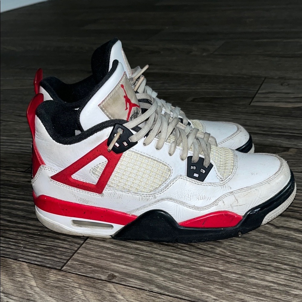 Jordan 4s Grade School White, Black, & Red